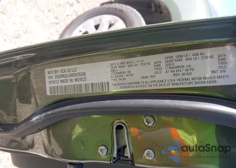 2021 Ram 2500 Lone Star 4X4 6'4 Box из США, поврежденный, VIN 3C6UR5DL9MG675248